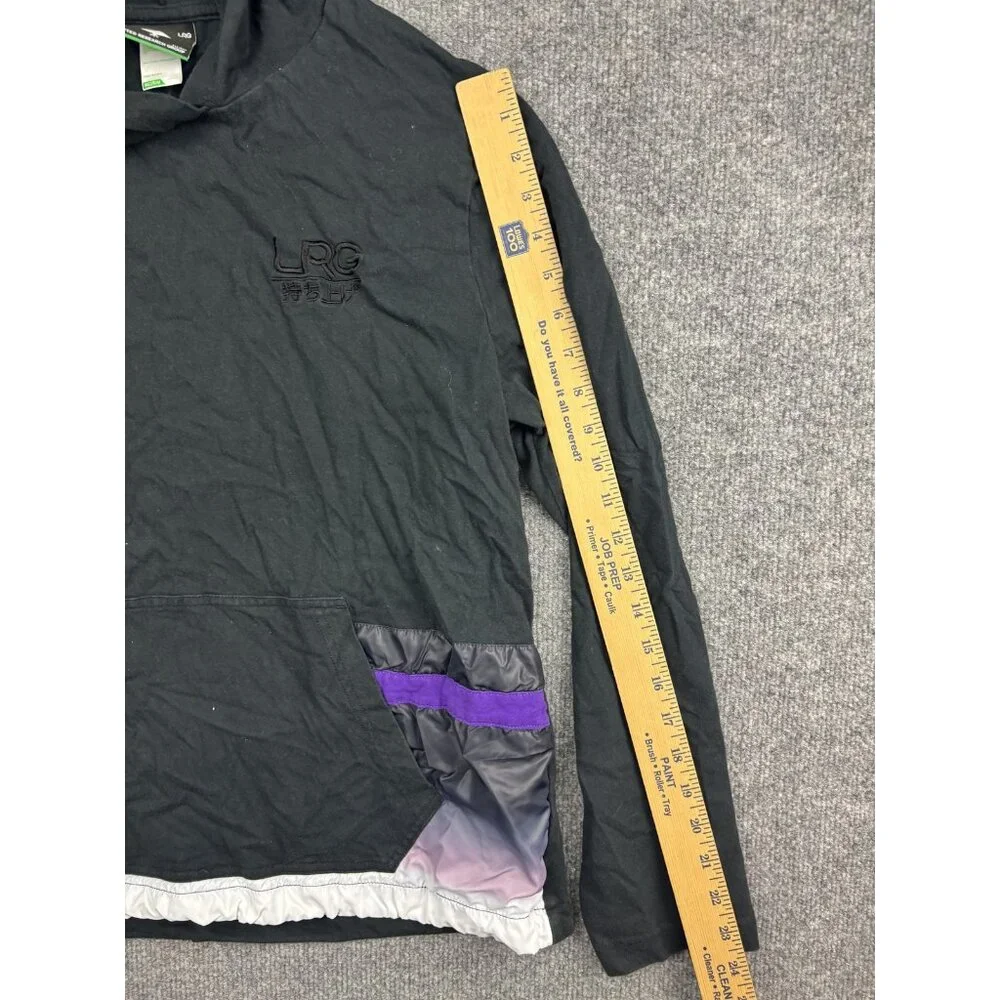 LRG Pullover Hoodie Mens Medium‎ Black Purple Windbreaker Accent Streetwear